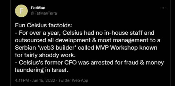 팻맨 “셀시우스, 1년 넘게 모든 개발과 대부분의 관리 아웃소싱” 주장