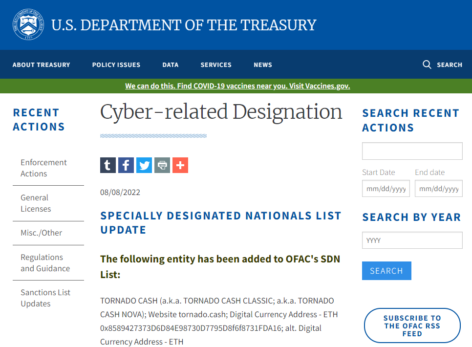 (종합)토네이도 캐시, 블랙리스트에 올랐다 “미국인 사용 금지”–커뮤니티 강력 반발