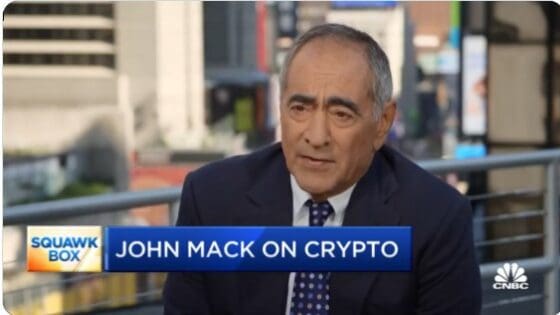 존 맥 전 모건 스탠리 CEO, “비트코인 보유하고 있다. 크립토가 화폐의 거대한 흐름 될 것”