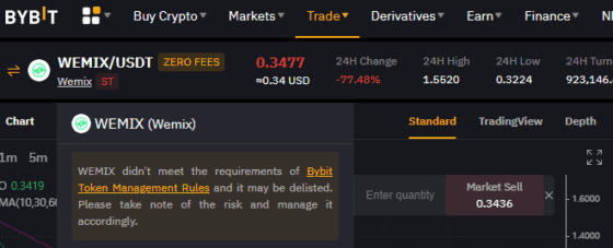 위믹스 해외거래소에서도 상폐 위기…바이비트, “상장 폐지 가능성” 공지