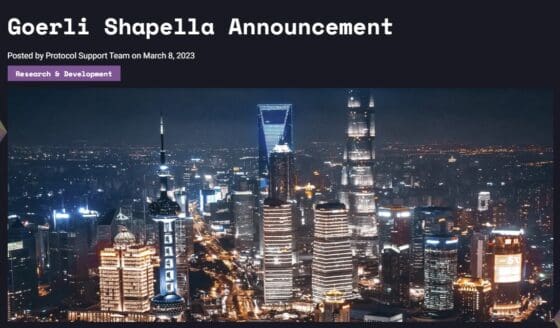 이더리움 고얼리 테스트넷, 15일 오전 샤펠라 업그레이드