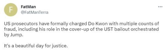 팻맨, 권도형 체포 소식에 “정의를 위해 아름다운 날”