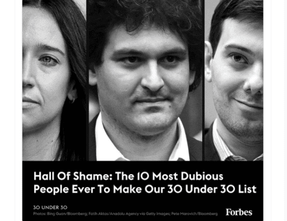 SBF, ’30세 이하 부끄러움의 전당 30인’에 올라 –포브스