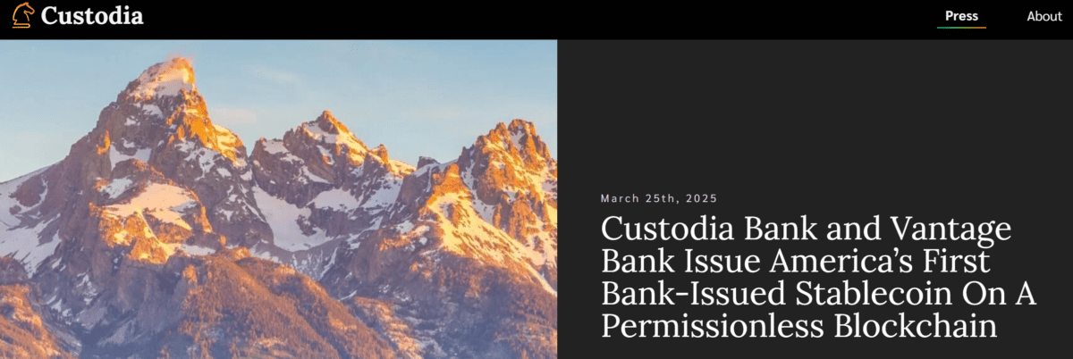 [주요 뉴스] Custodia 은행, 요구불예금 기반 스테이블코인 ‘아빗(Avit)’ 발행