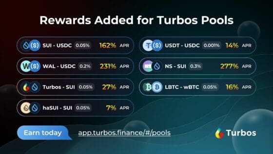 터보스 파이낸스(TURBOS), 스테이블코인 풀 주간 거래량 1500만 달러 돌파