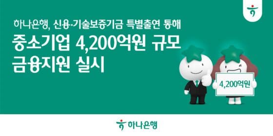 하나은행, 유망 중소기업에 4200억원 보증지원… 실물경제 회복 뒷받침