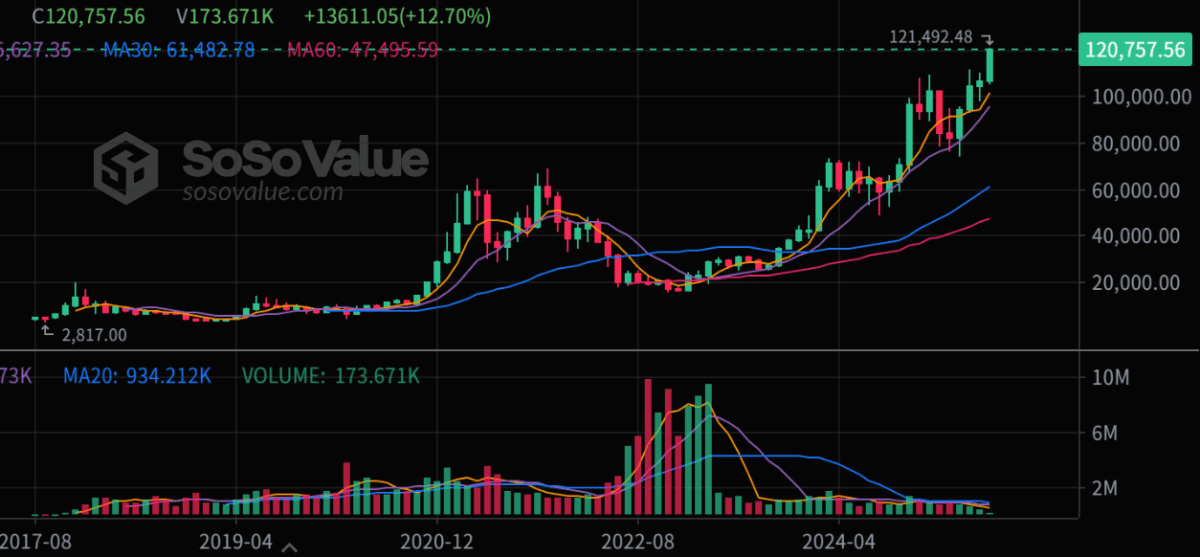 비트코인, 사상 첫 12만달러 돌파…리플·수이·스텔라 급등에 ‘포모’ 확산