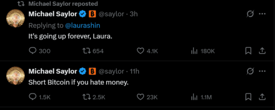 마이클 세일러 “비트코인은 영원히 오른다…돈 싫어하면 숏 잡아라”