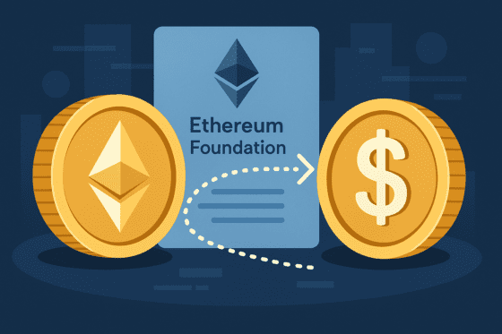 이더리움 재단, 1000 ETH 스테이블코인 전환⋯연구·보조금 재원 마련