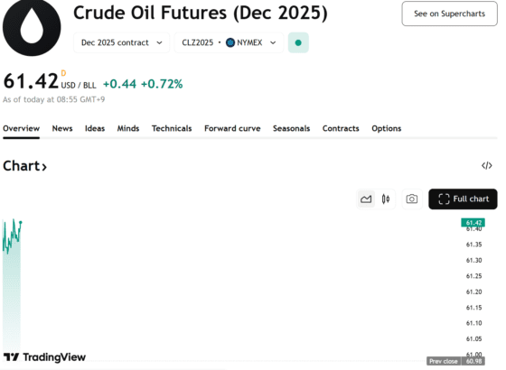 국제유가, OPEC+ 내년 초 증산 일시 중단 발표…WTI 61달러대 회복