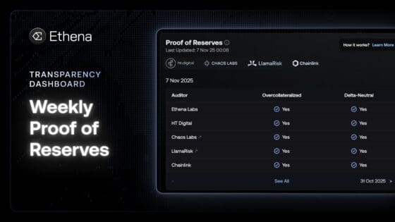 에테나, ‘주간 준비금 증명’ 통해 프로토콜 안정성 강화… “USDe, 거래소 보관 안 한다”