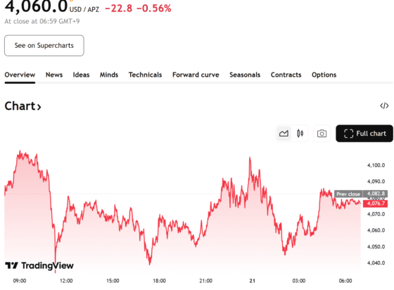 금값, 美고용지표 혼조에 4051달러로 하락…연준 인하 기대 흔들