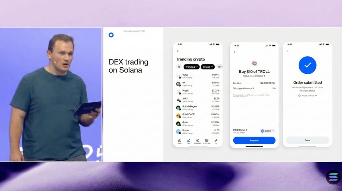 코인베이스 “솔라나 덱스 트레이딩 지원, 온체인 자산 접근성 높인다” – 솔라나 브레이크포인트 2025