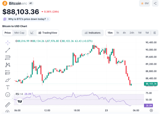 [뉴욕 코인시황/마감] 금은 ‘강세’ 비트코인은 ‘관망’…8.8만달러 숨고르기