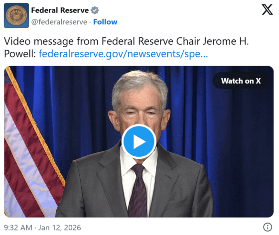 [주요 뉴스] 미 법무부, 파월 연준 의장에 형사 수사 착수…행정부-연준 갈등 전면화