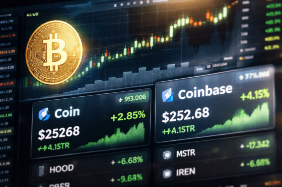 [크립토스톡] 비트코인 급등에 크립토주 온기…코인베이스·스트래티지 6%↑