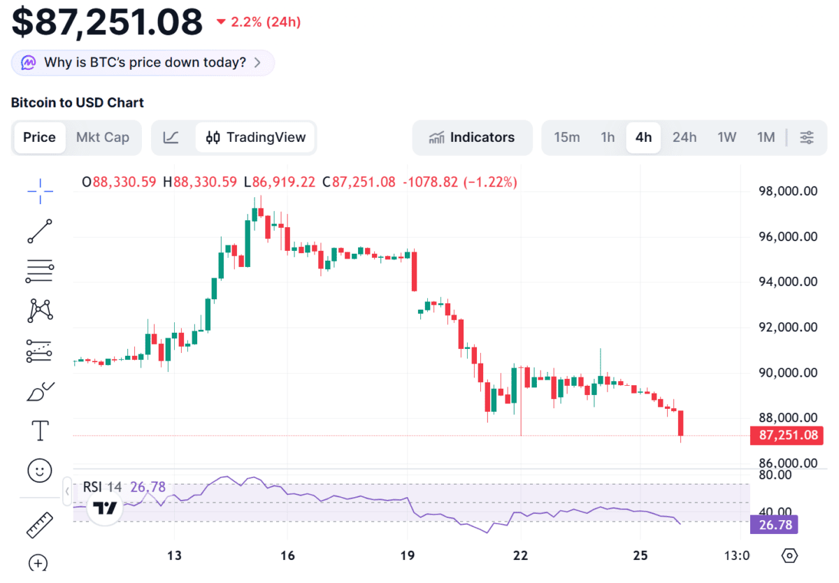[뉴욕 코인시황] 비트코인 급락…88K 붕괴에 레버리지 조정 한꺼번에 쏟아져