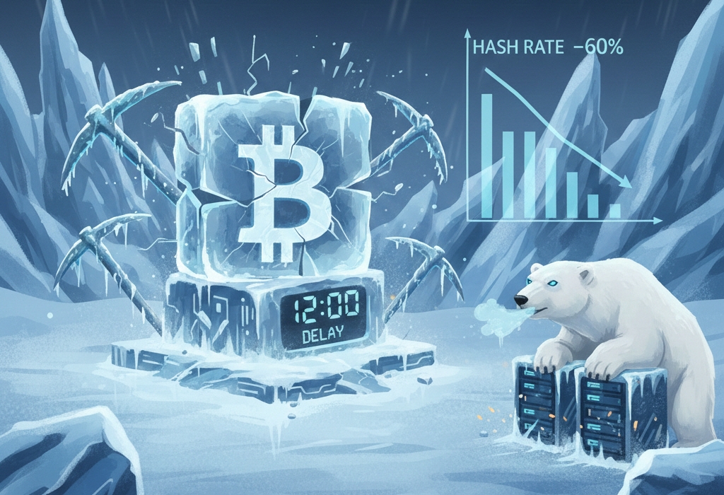 美 초강력 한파에 비트코인도 ‘멈칫’… 블록 생성 12분 지연→해시 60% 감소